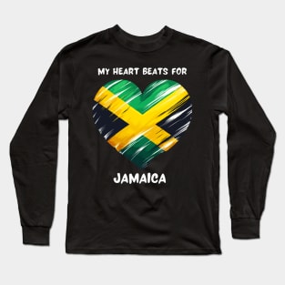 My Heart Beats For Jamaica Flag Long Sleeve T-Shirt